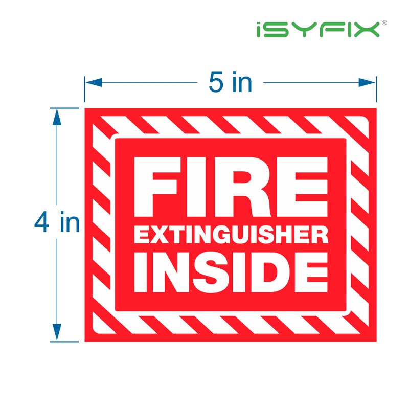 iSYFIX Fire Extinguisher Inside Signs Stickers â€“ 5 Pack 5x4 Inch â€“ Self-Adhesive Vinyl Decals, Laminated for UV, Weather, Scratch, Fade Resistance, for Cars, Trailers, Rv's, Trucks and Vehicles - Image 5
